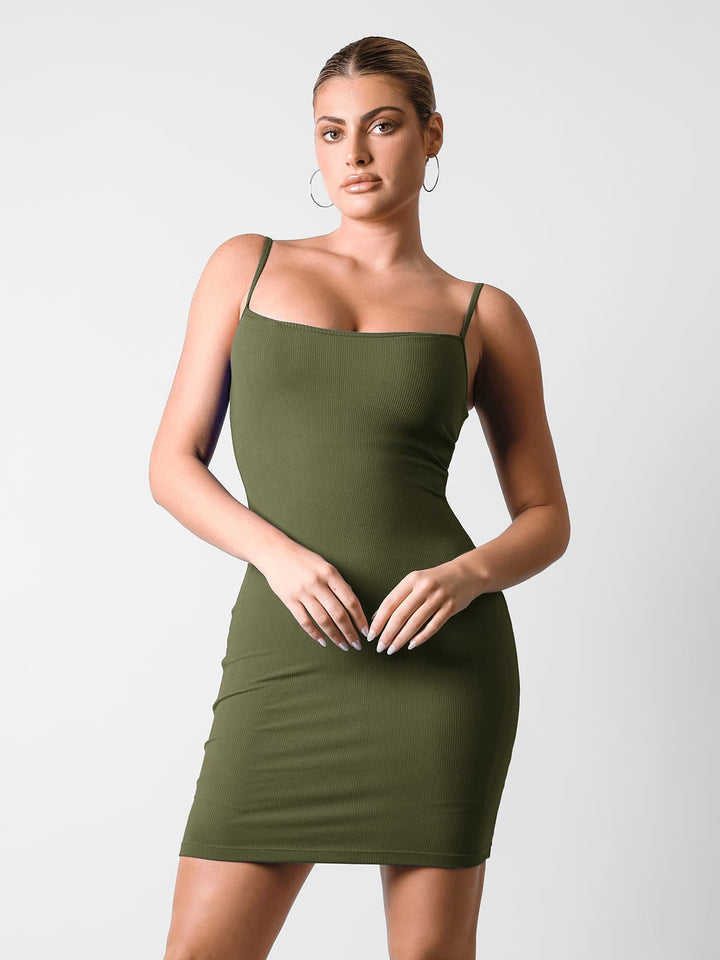Shapewear Solid Modal Butt Lift Mini Slip Dress - Modefluss