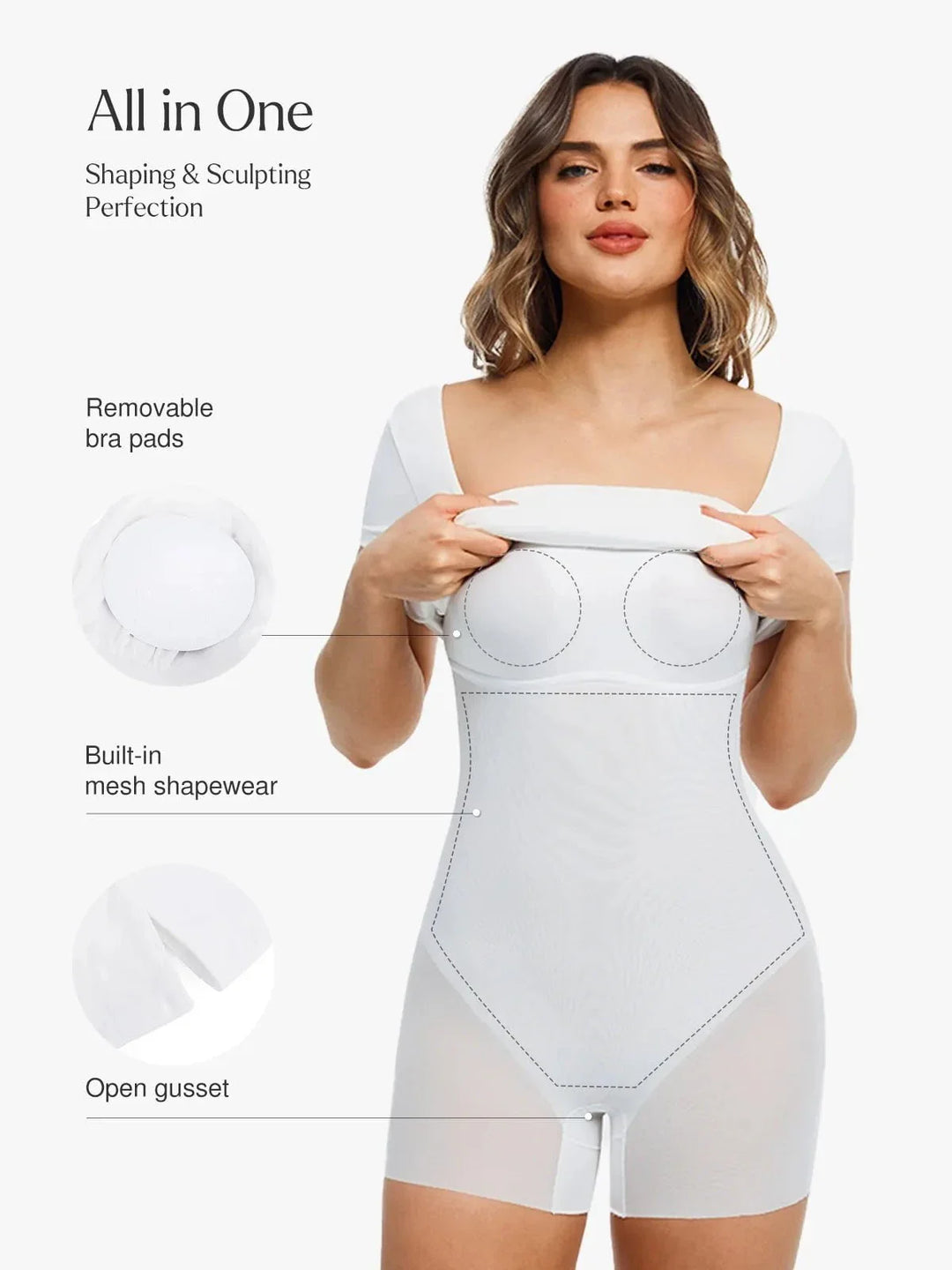 Shapewear Square Neck Sculpting A-Line Mini Dress - Modefluss