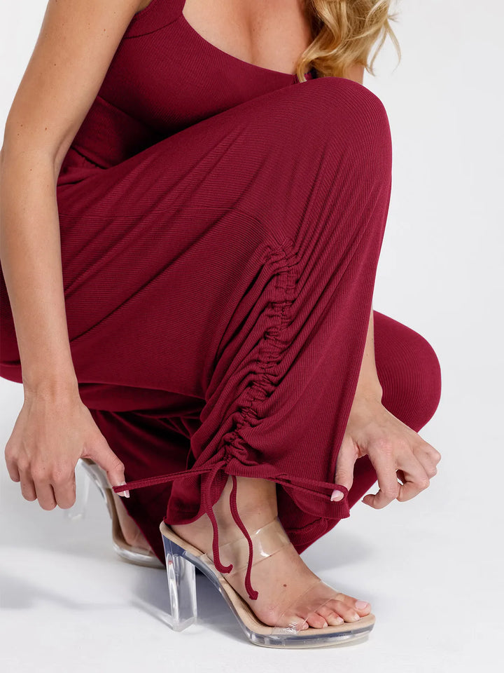 Shapewear Square Neck Tummy Control Wide Leg Jumpsuit - Modefluss