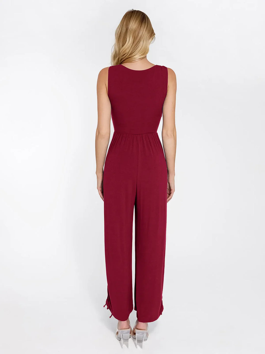 Shapewear Square Neck Tummy Control Wide Leg Jumpsuit - Modefluss