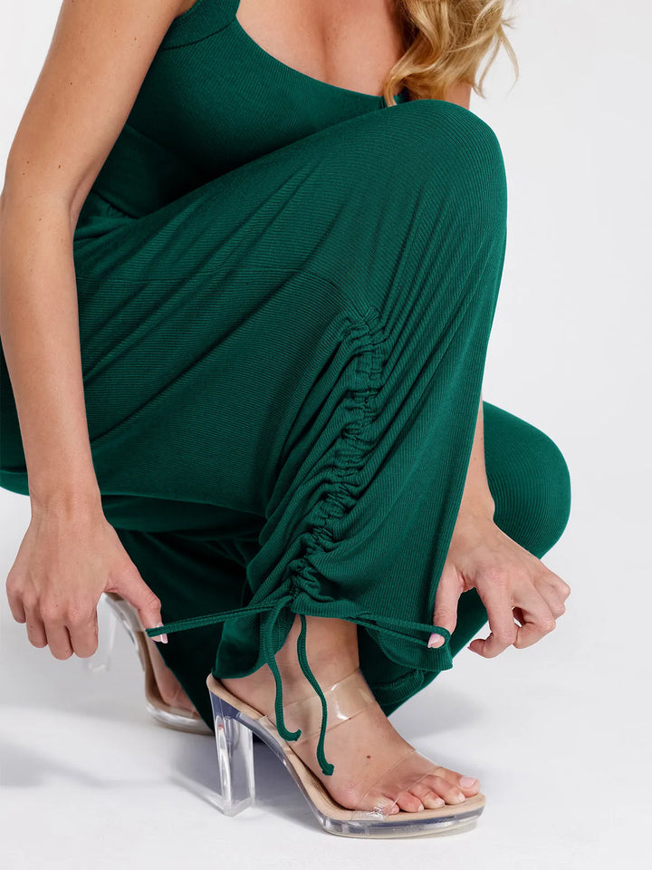 Shapewear Square Neck Tummy Control Wide Leg Jumpsuit - Modefluss