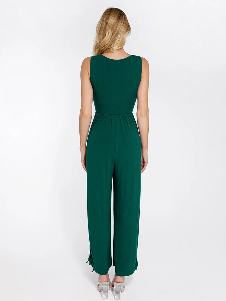 Shapewear Square Neck Tummy Control Wide Leg Jumpsuit - Modefluss