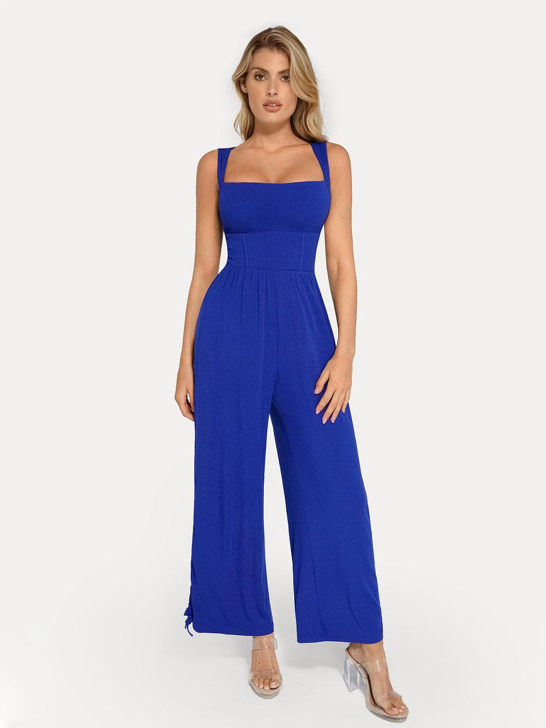 Shapewear Square Neck Tummy Control Wide Leg Jumpsuit - Modefluss