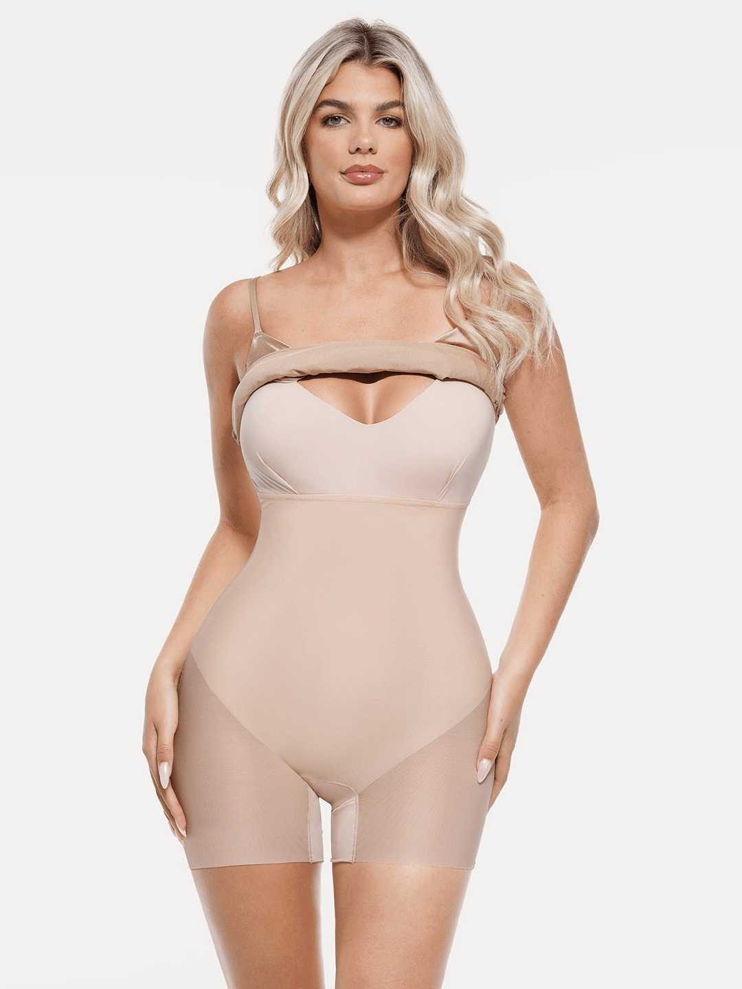 Shapewear Strappy Cowl Neck Tummy Control Flare Dress - Modefluss