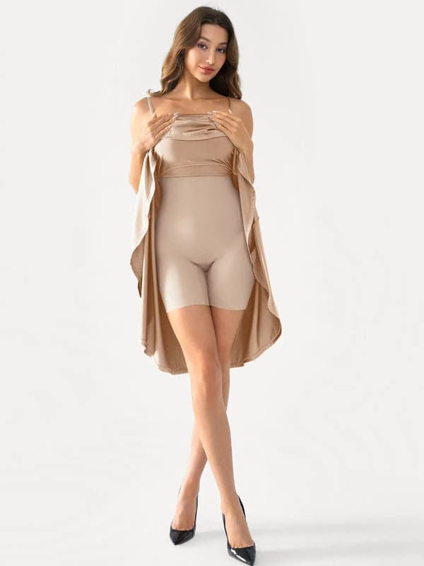 Shapewear Strappy Cowl Neck Tummy Control Flare Dress - Modefluss