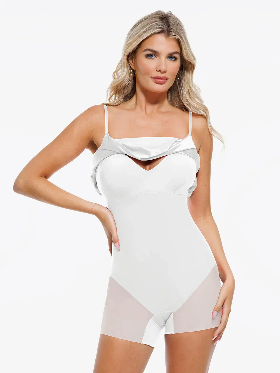 Shapewear Strappy Cowl Neck Tummy Control Flare Dress - Modefluss