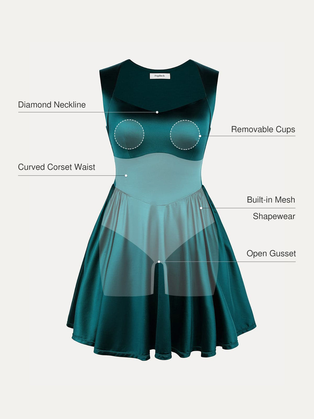 Shapewear Sweetheart Neckline Fit & Flare Mini Dress - Modefluss