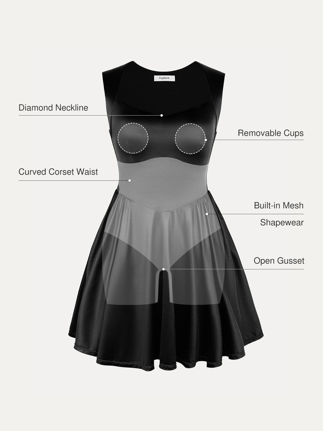 Shapewear Sweetheart Neckline Fit & Flare Mini Dress - Modefluss