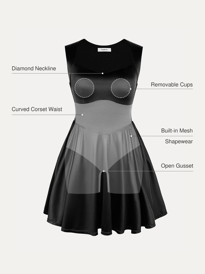 Shapewear Sweetheart Neckline Fit & Flare Mini Dress - Modefluss
