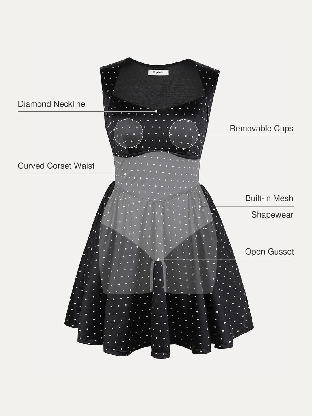 Shapewear Sweetheart Neckline Fit & Flare Mini Dress - Modefluss