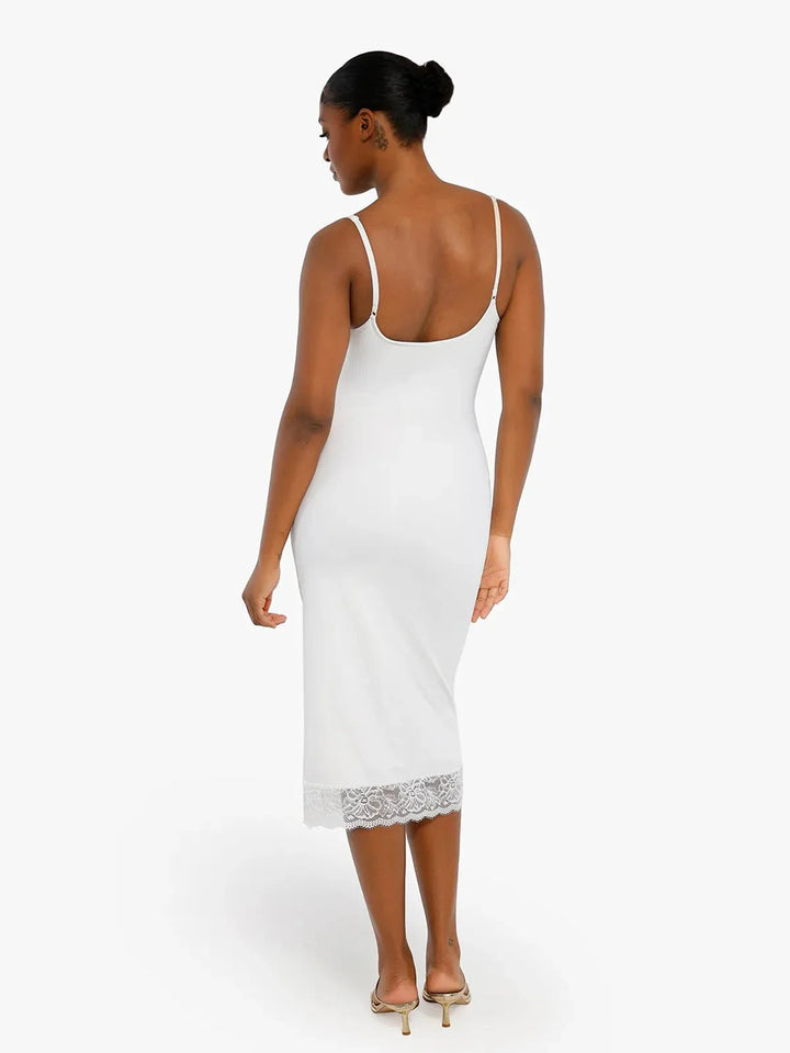 Shapewear Tummy Control Lace Inset Midi Dress - Modefluss