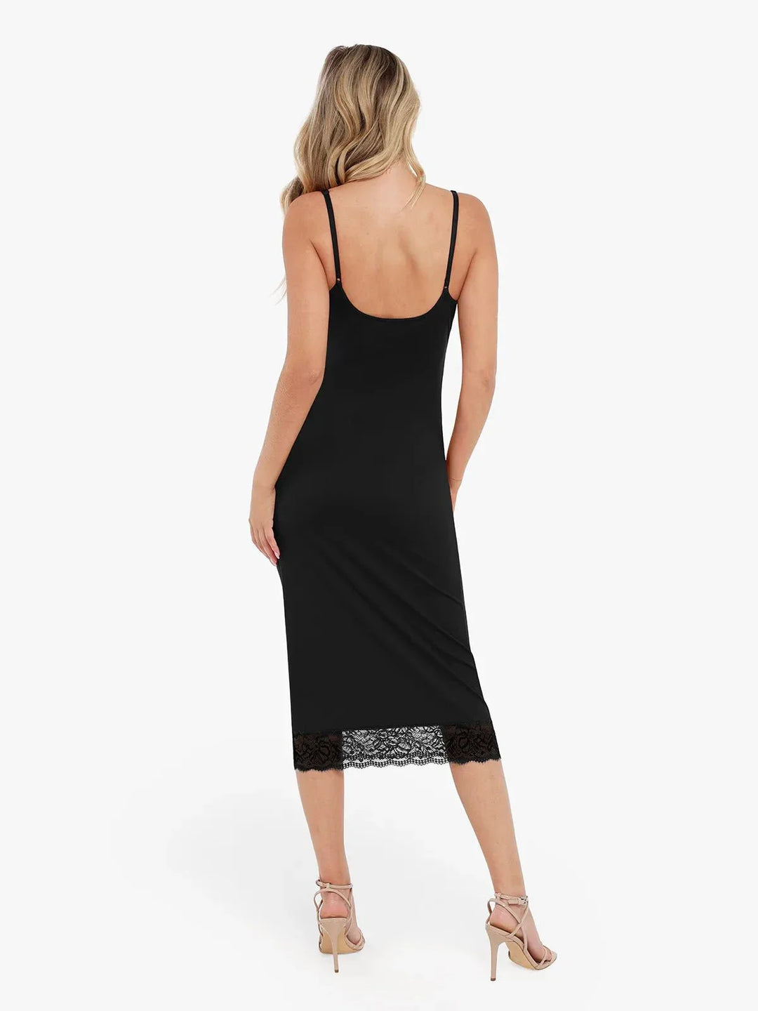 Shapewear Tummy Control Lace Inset Midi Dress - Modefluss