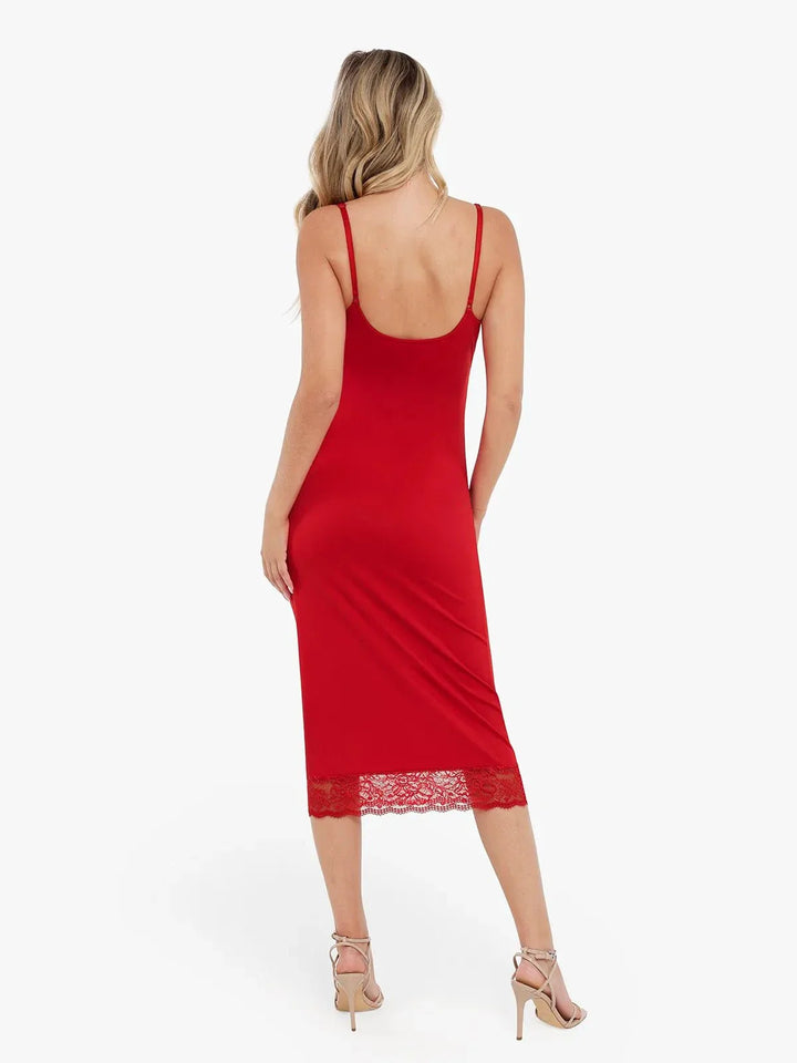 Shapewear Tummy Control Lace Inset Midi Dress - Modefluss