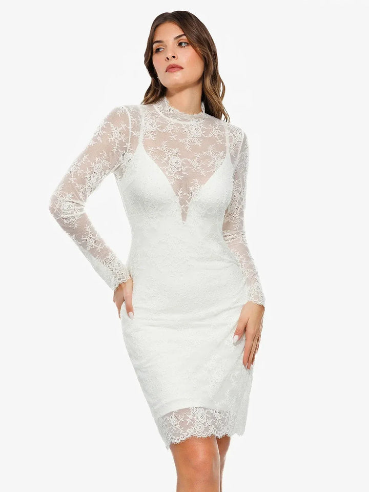 Shapewear 2-in-1 Lace Overlay Sculpting Dress - Modefluss