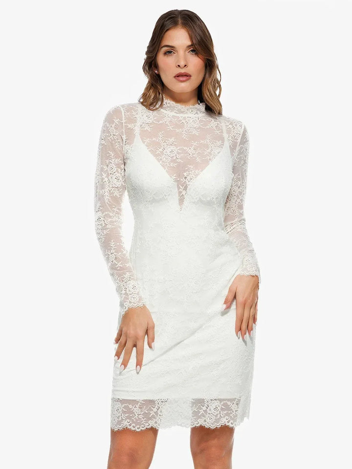 Shapewear 2-in-1 Lace Overlay Sculpting Dress - Modefluss