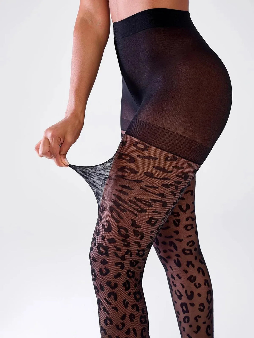 Sheer Leopard Pattern Tights - Modefluss