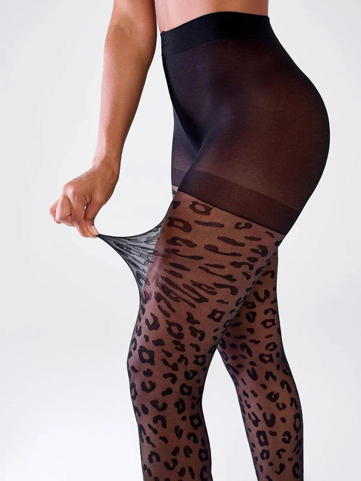 Sheer Leopard Pattern Tights - Modefluss