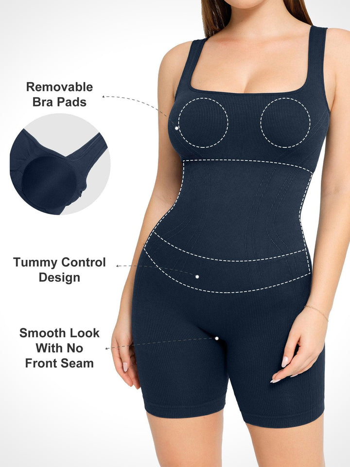 Shapewear Square Neck Tank Romper - Modefluss