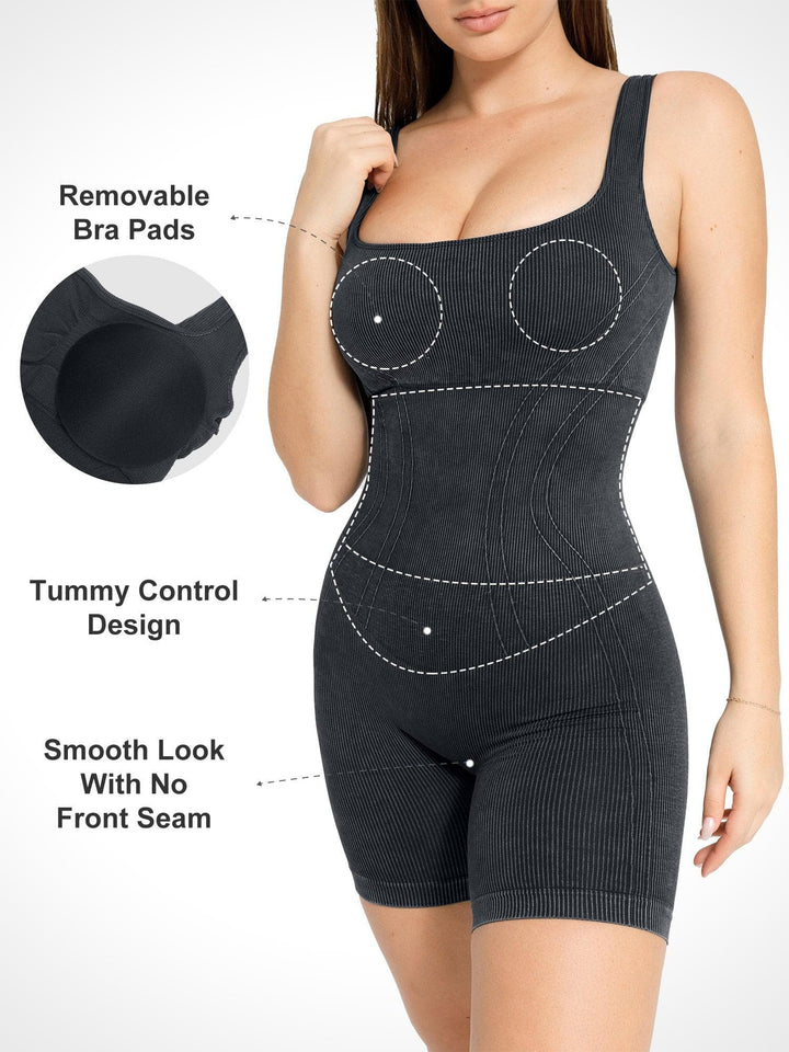 Shapewear Square Neck Tank Romper - Modefluss