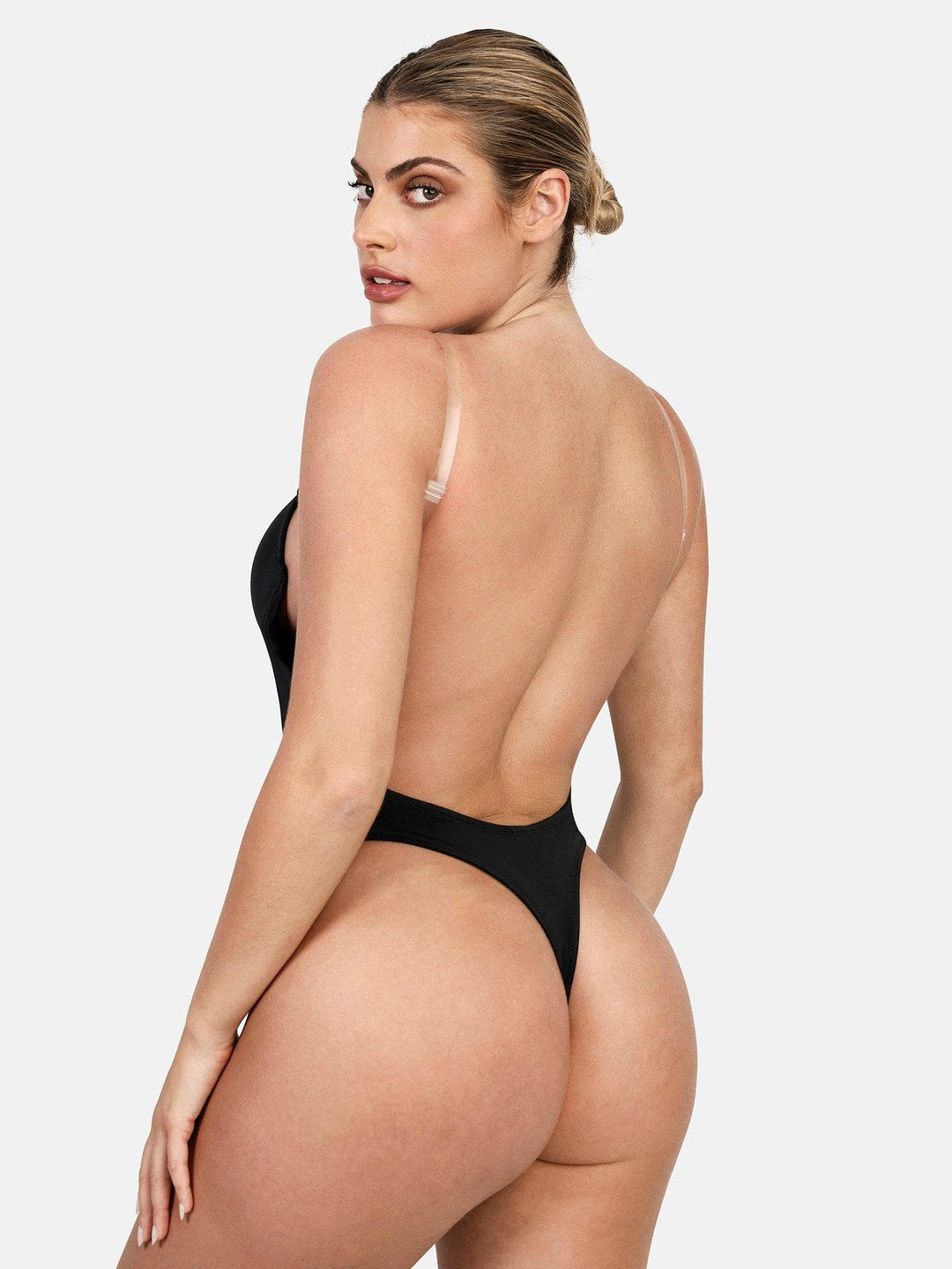 Body sculptant dos nu à bretelles licou et décolleté en U profond 