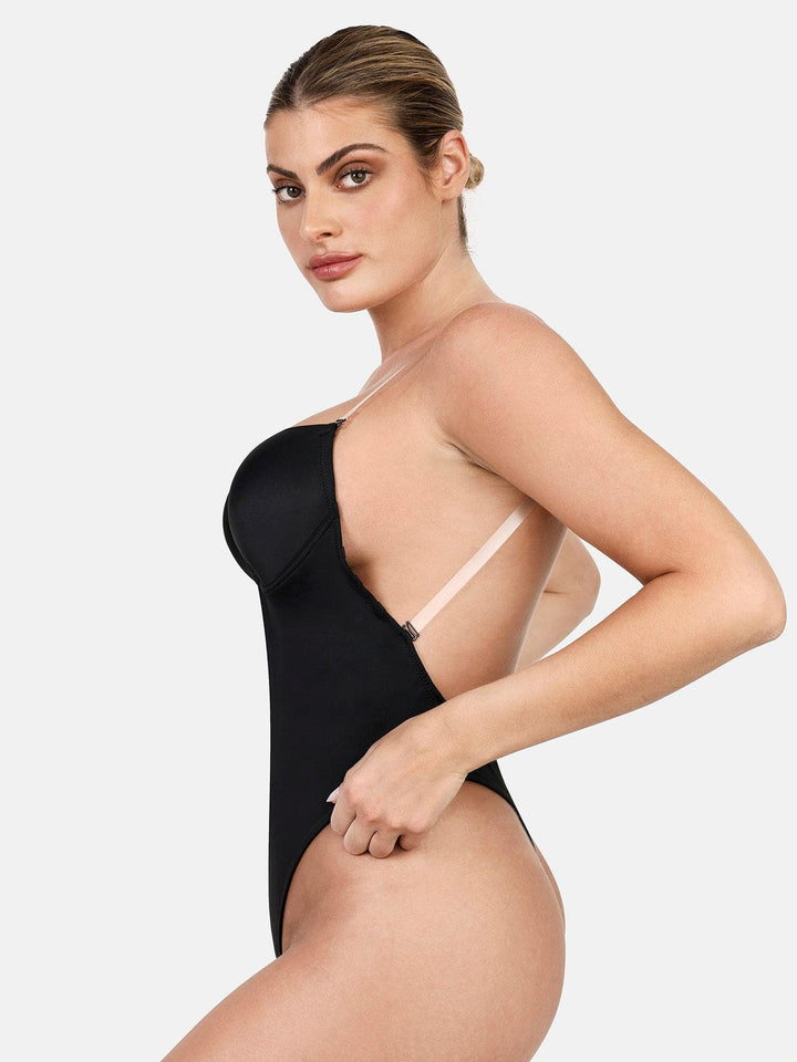 Body sculptant dos nu à bretelles licou et décolleté en U profond 
