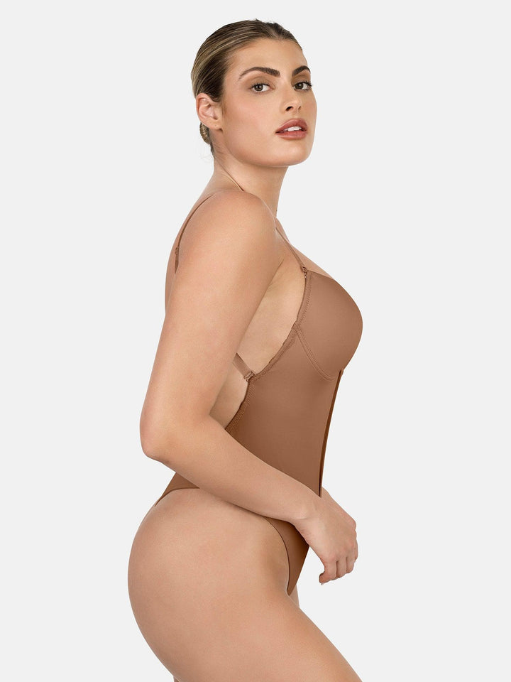 Body sculptant dos nu à bretelles licou et décolleté en U profond 