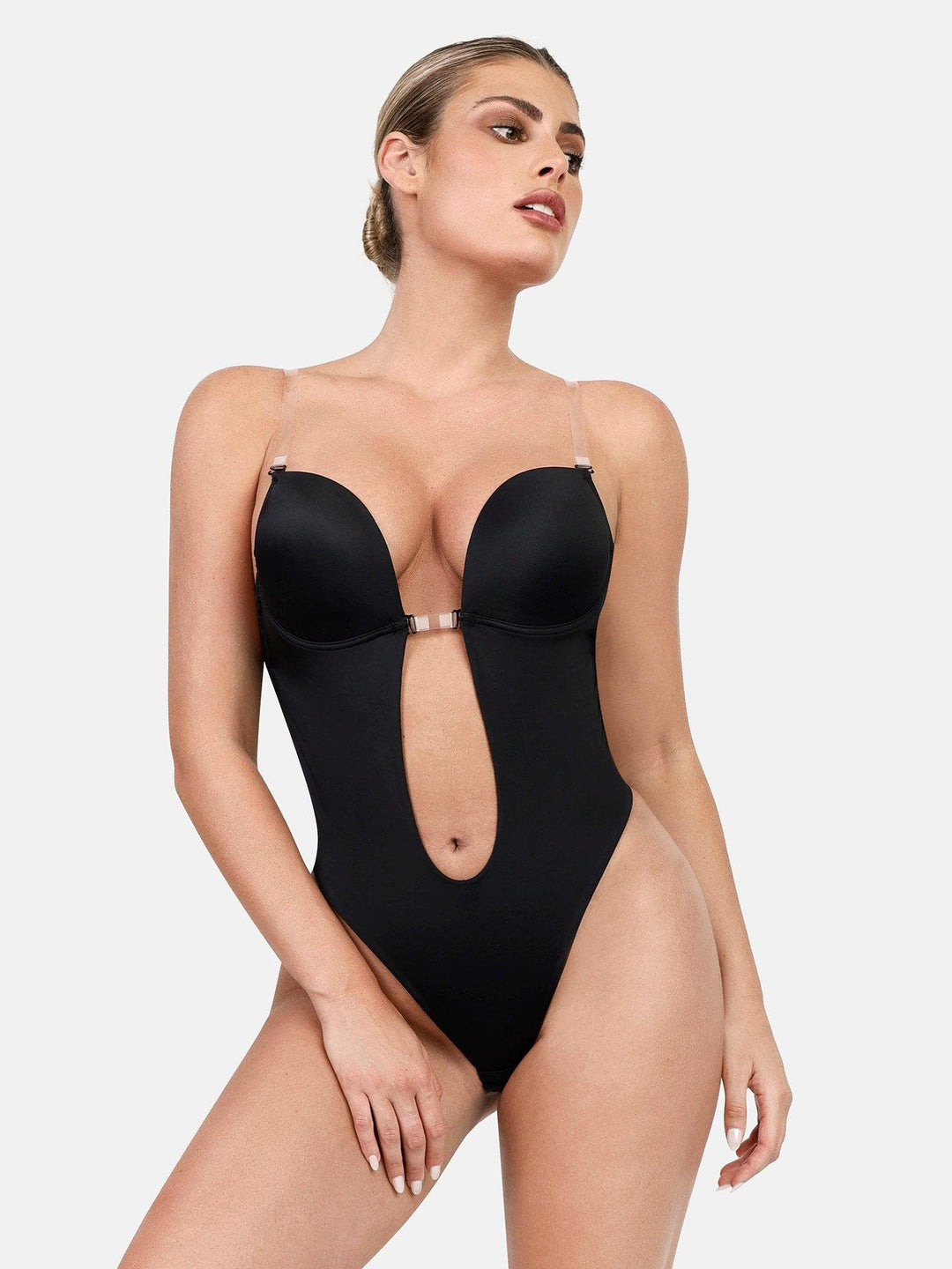 Body sculptant dos nu à bretelles licou et décolleté en U profond 