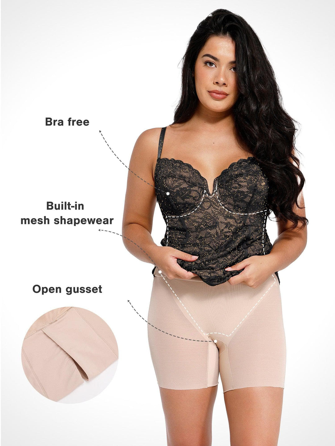 Shapewear All-Lace Hourglass Corset Side Slit Midi Dress - Modefluss