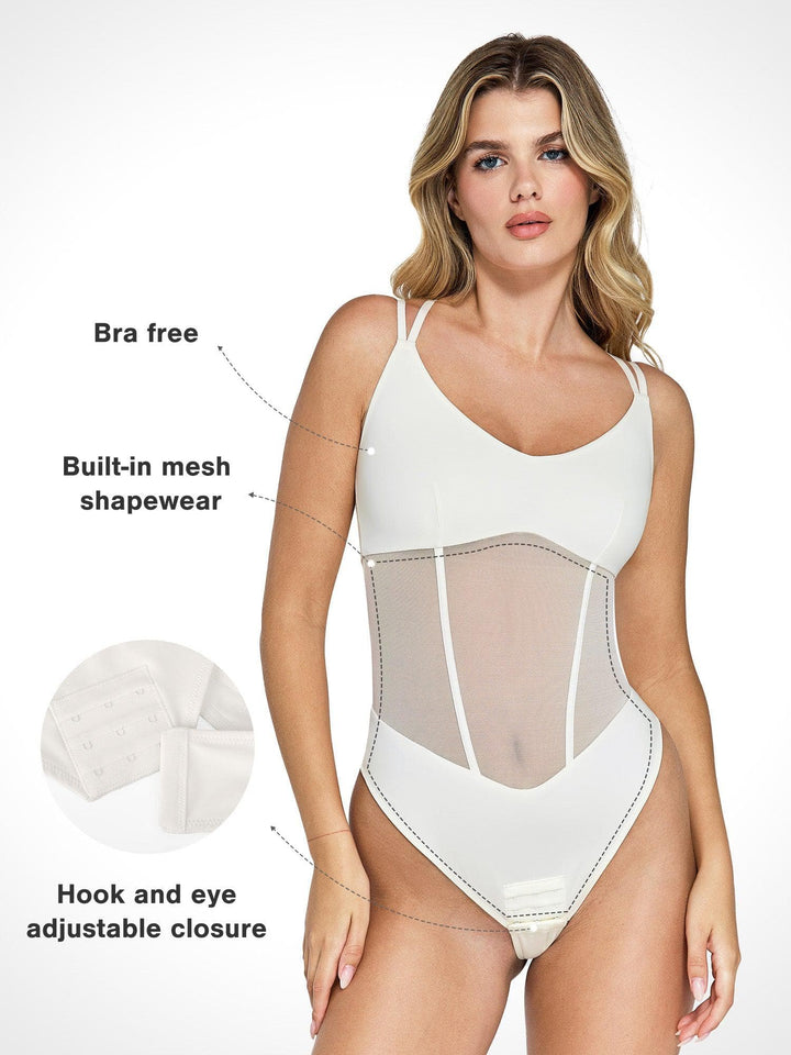 Body sculptant en maille illusion avec dos croisé