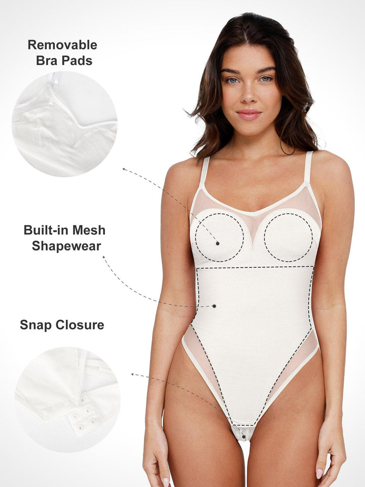 Shapewear Illusion Mesh Slimming Thong Bodysuits - Modefluss