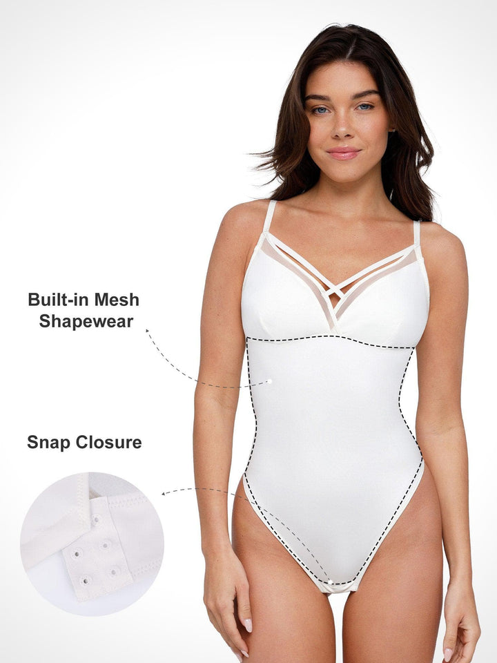 Shapewear Illusion Mesh Slimming Thong Bodysuits - Modefluss