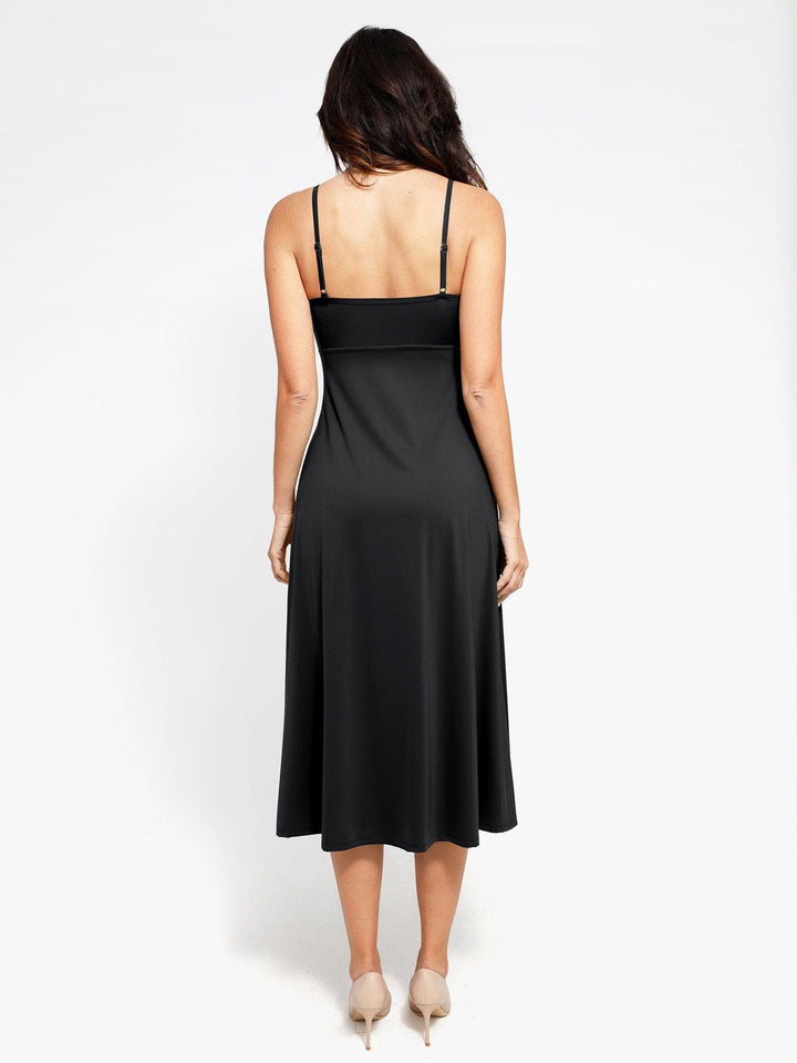 Shapewear Built-In Sculpting A-Line Midi Slip Dress - Modefluss
