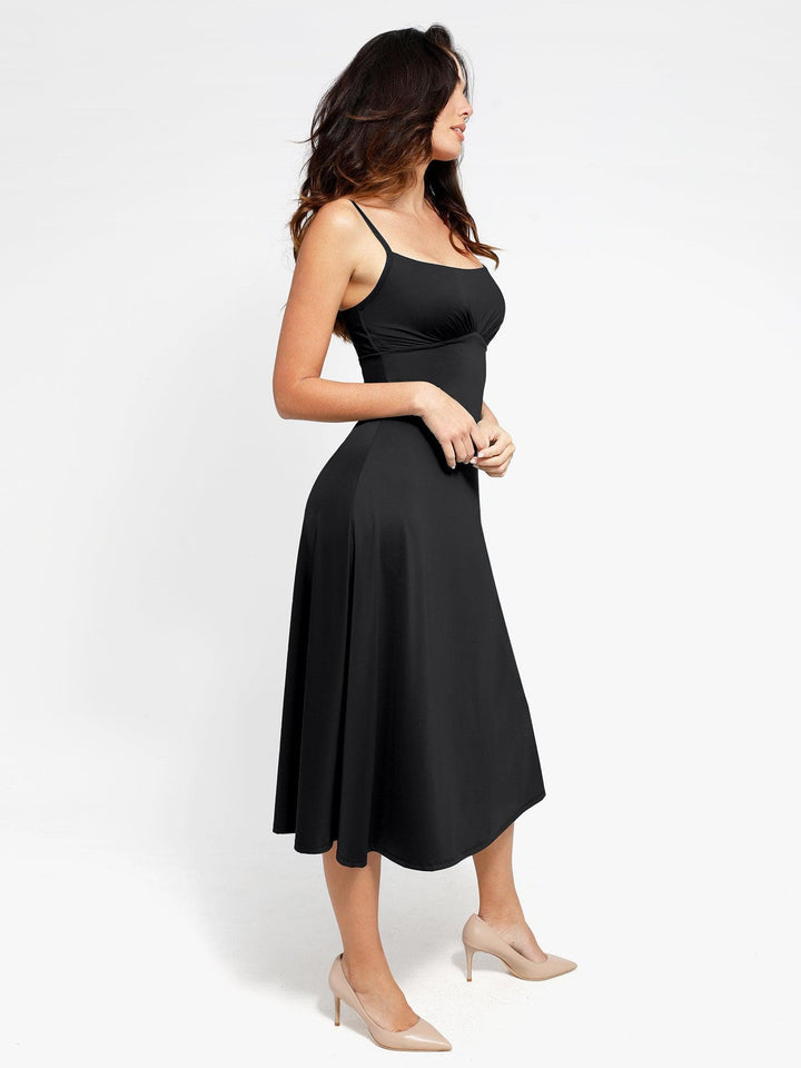 Shapewear Built-In Sculpting A-Line Midi Slip Dress - Modefluss