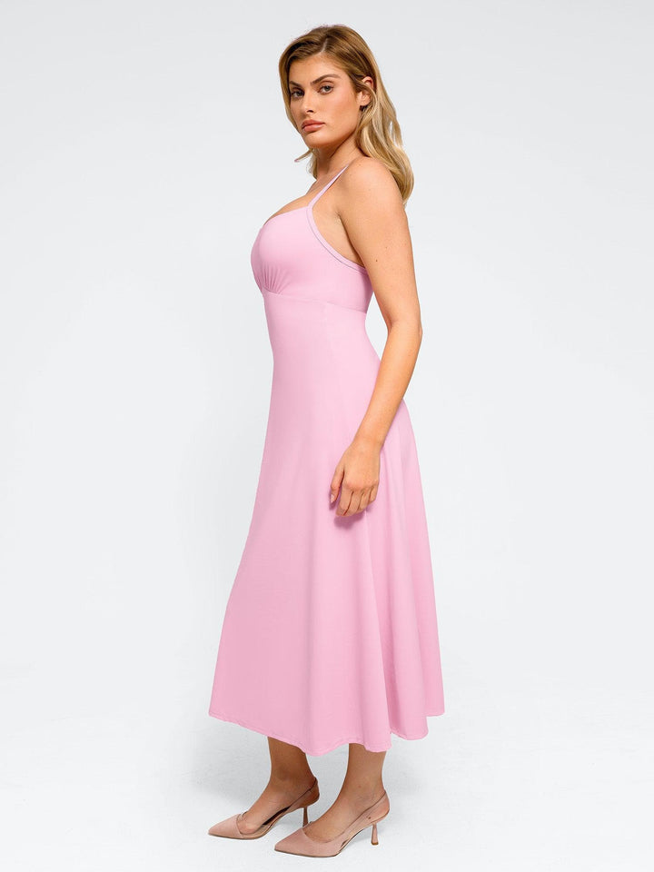 Shapewear Built-In Sculpting A-Line Midi Slip Dress - Modefluss