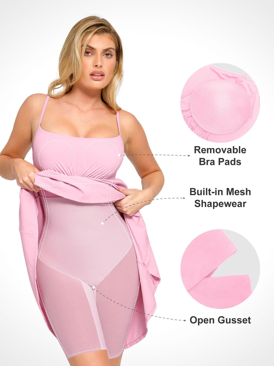 Shapewear Built-In Sculpting A-Line Midi Slip Dress - Modefluss