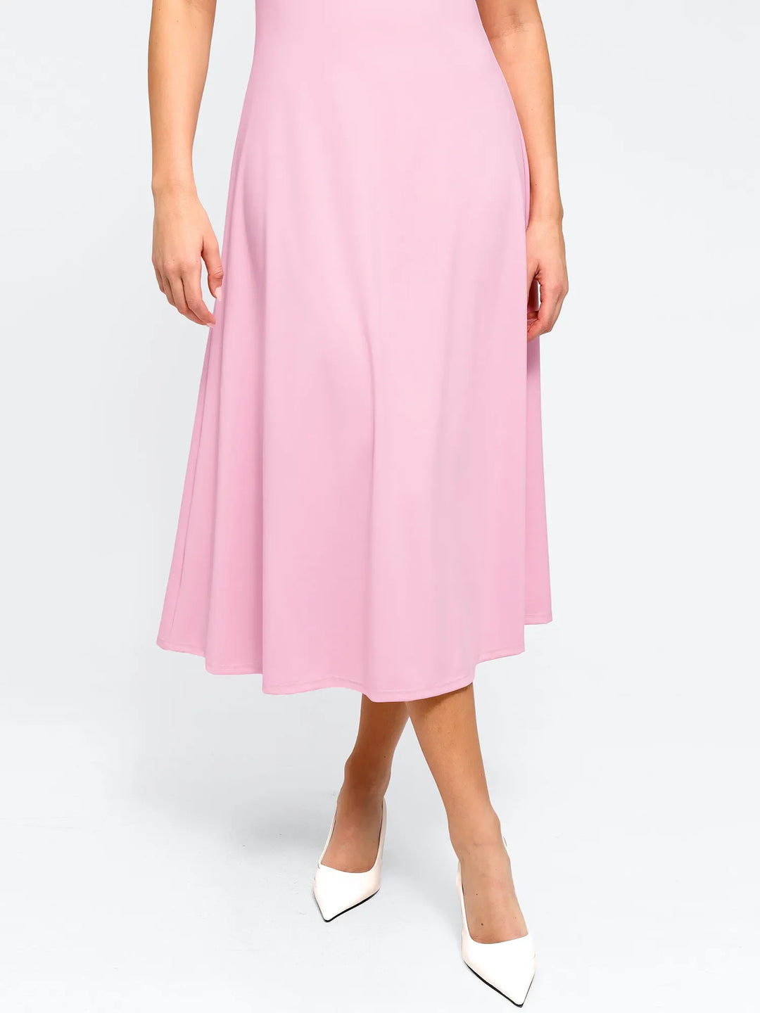 Shapewear Flutter Sleeve Sculpting A-Line Midi Dress - Modefluss