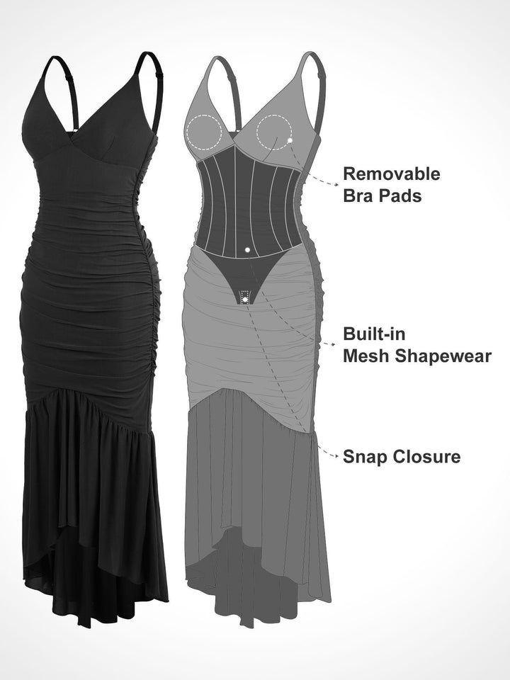 Shapewear Bluetag Cooling Ruched Mesh Bodycon Maxi Dress - Modefluss