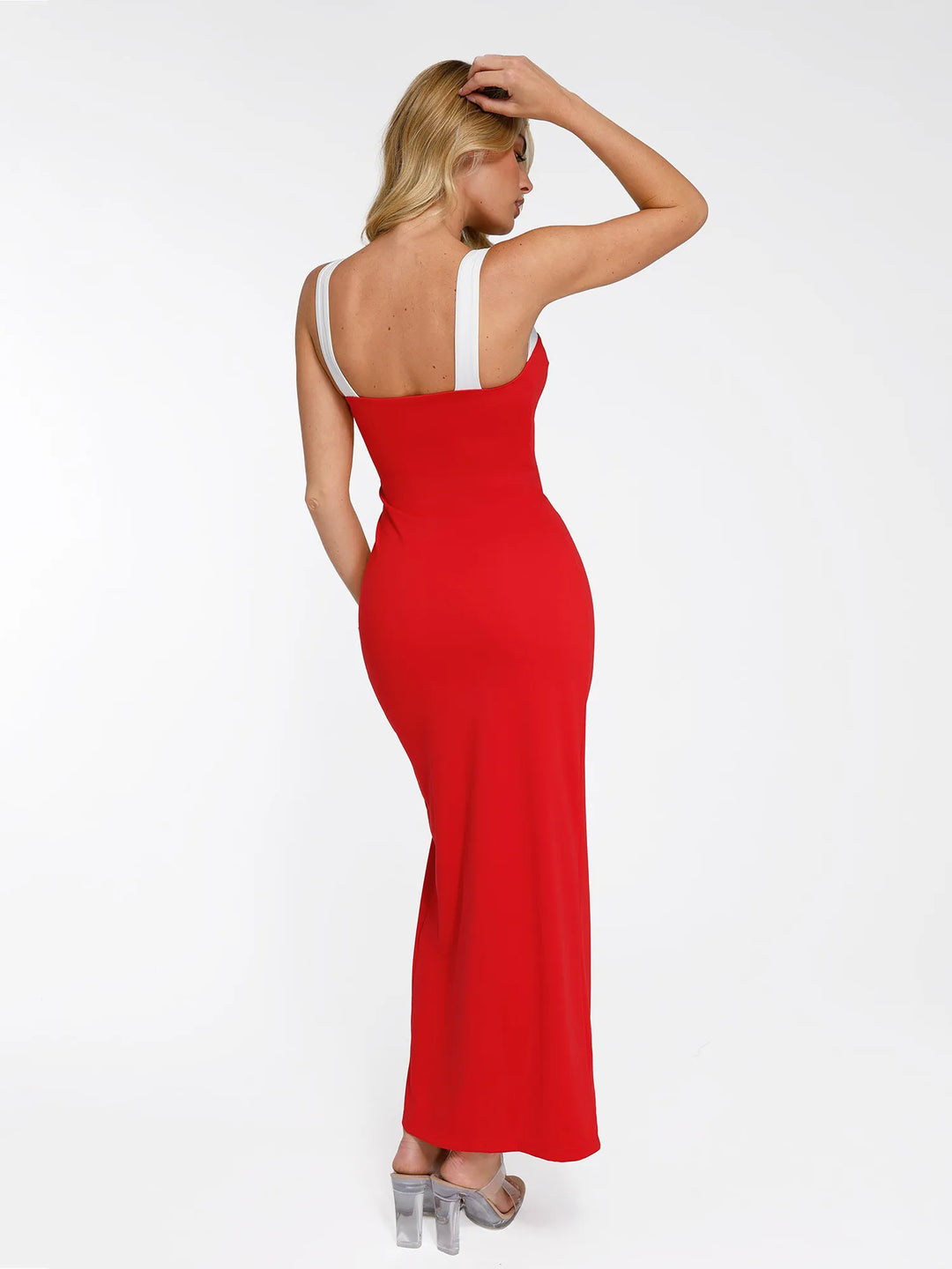 Shapewear Contrast Trim Built-In Sculpting Maxi Dress - Modefluss