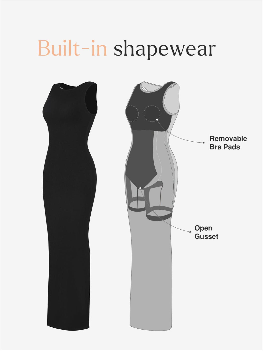 Shapewear Modal Sleeveless Crew Neck Slimming Maxi Dress - Modefluss