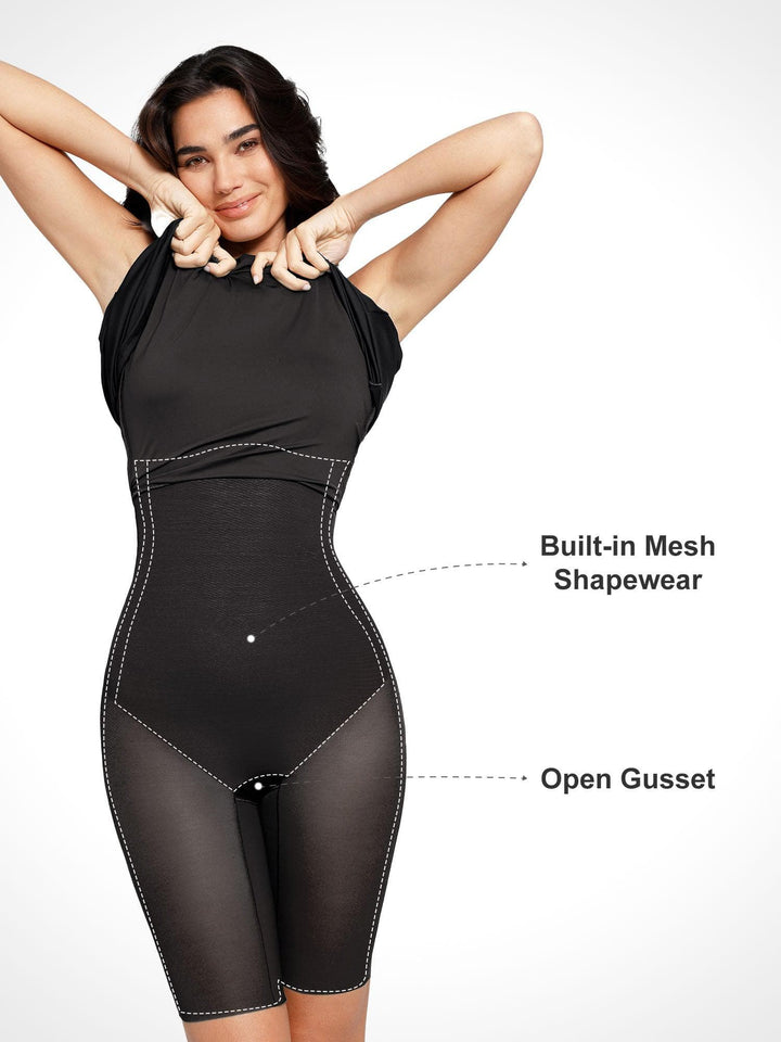 Shapewear Sculpting Backless Halter A-Line Midi Dress - Modefluss