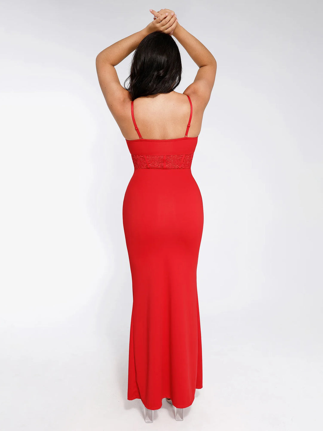 Shapewear Lace Inset Sculpting Mermaid Maxi Slip Dress - Modefluss