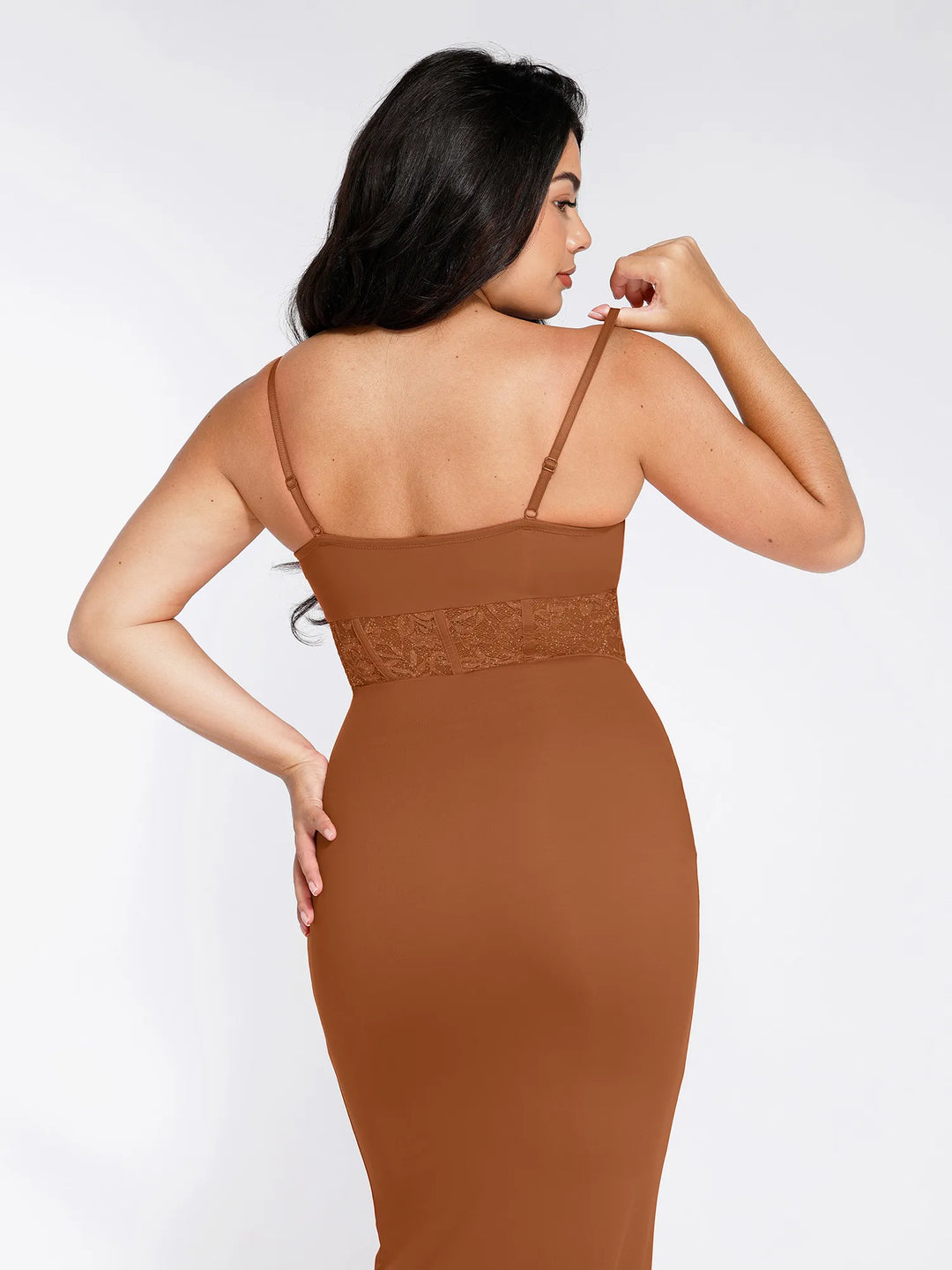 Shapewear Lace Inset Sculpting Mermaid Maxi Slip Dress - Modefluss