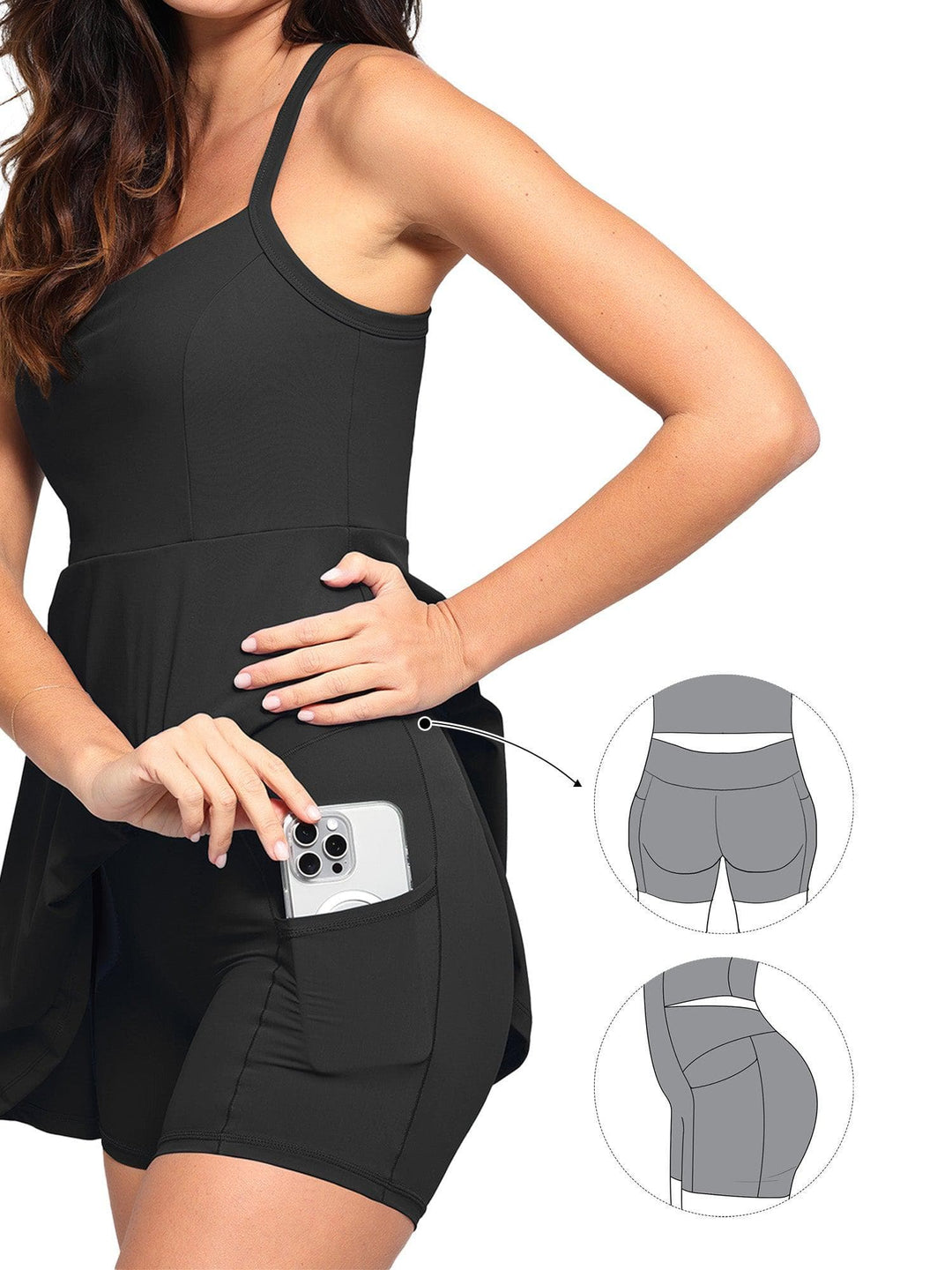 Shapewear Pet Hair Resistant Crisscross Back Workout Dress - Modefluss