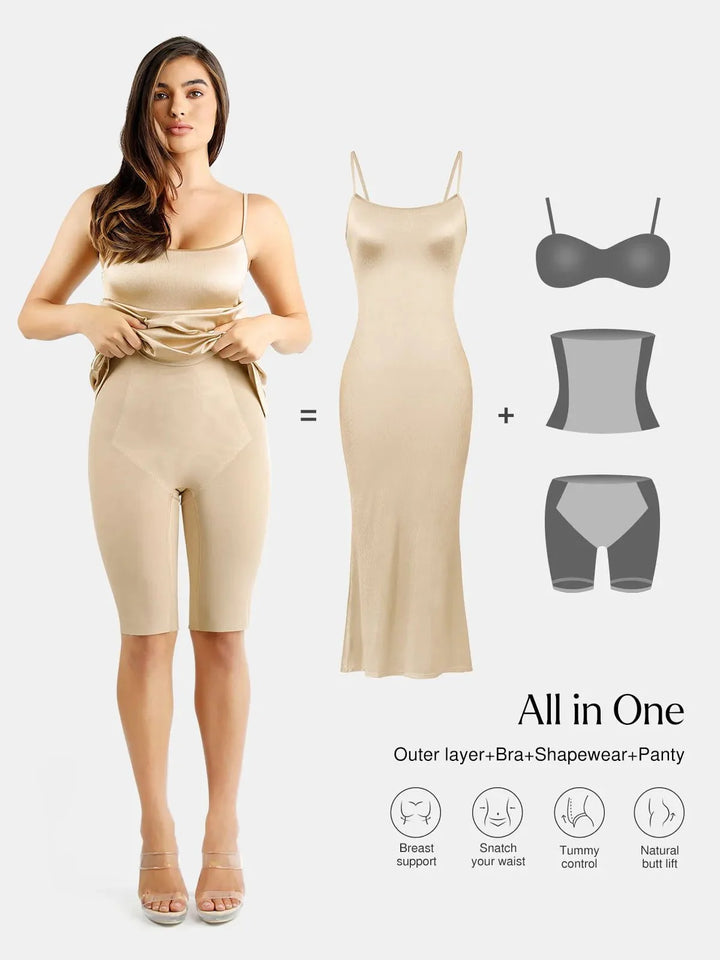 Shapewear Shine Slimming Tummy Control Maxi Slip Dress - Modefluss