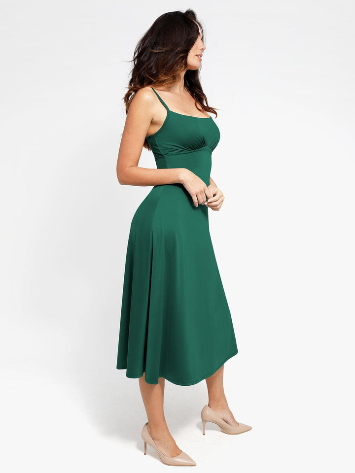 Shapewear Built-In Tummy Control A-Line Midi Dresses - Modefluss