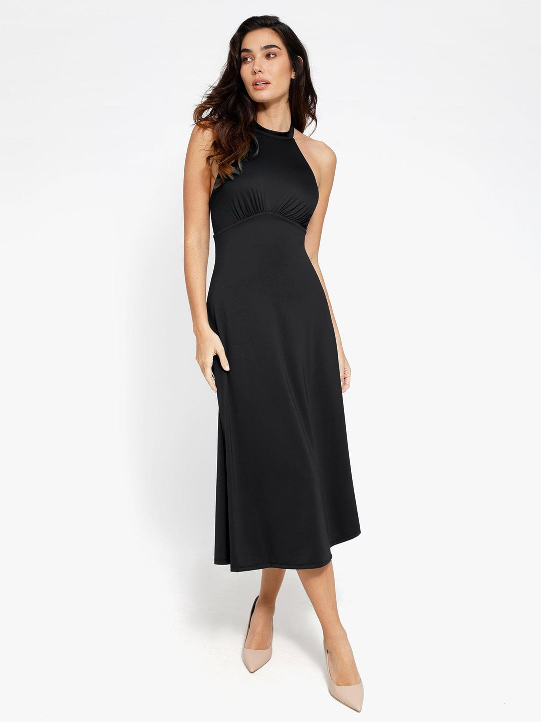 Shapewear Built-In Tummy Control A-Line Midi Dresses - Modefluss