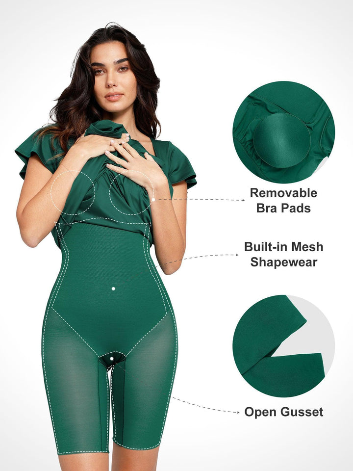 Shapewear Built-In Tummy Control A-Line Midi Dresses - Modefluss