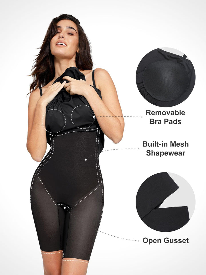 Shapewear Built-In Tummy Control A-Line Midi Dresses - Modefluss