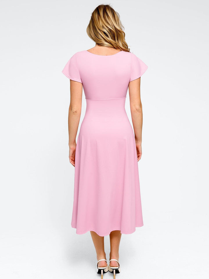 Shapewear Built-In Tummy Control A-Line Midi Dresses - Modefluss