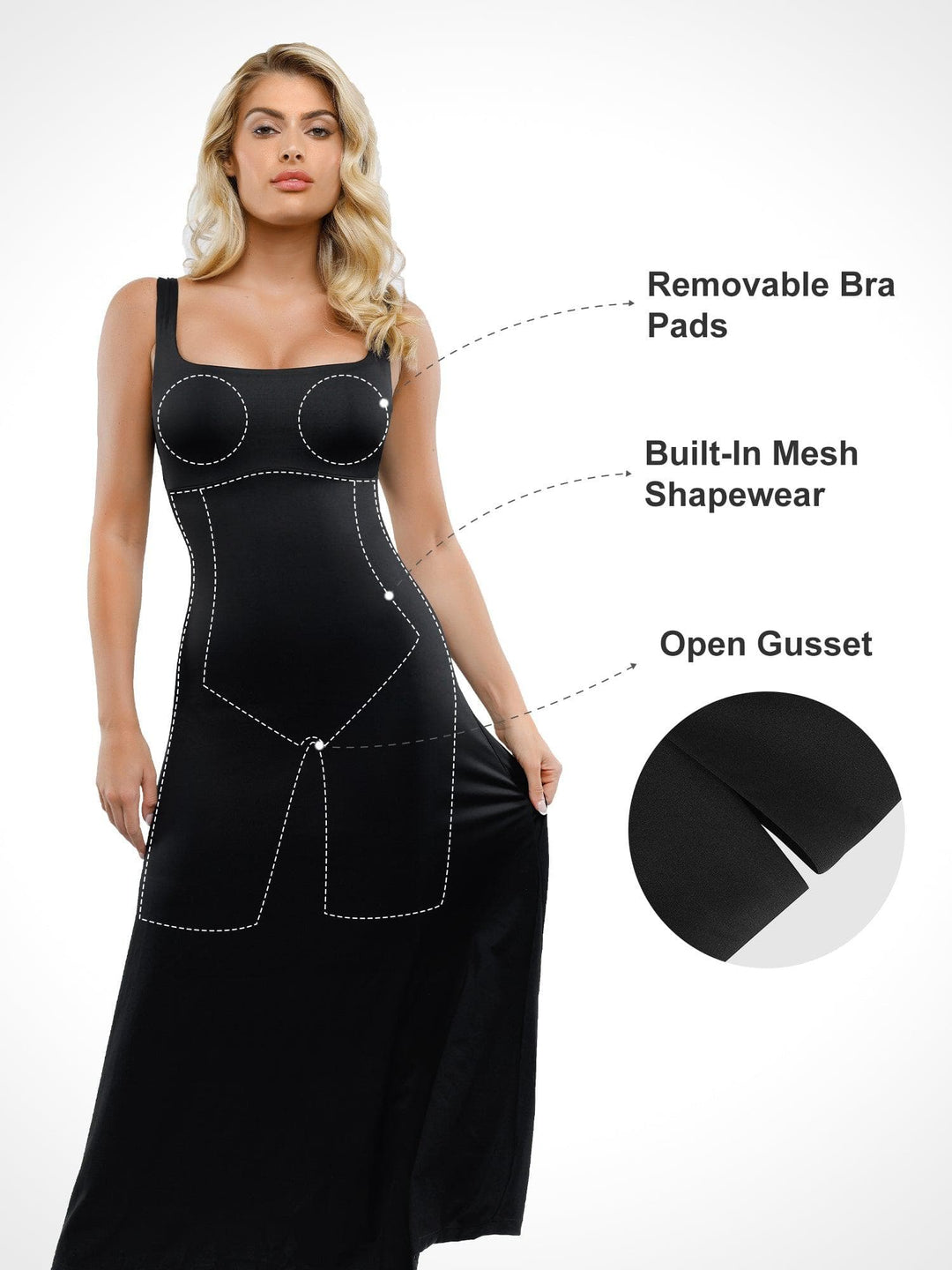 Shapewear Built-In Tummy Control A-Line Midi Dresses - Modefluss